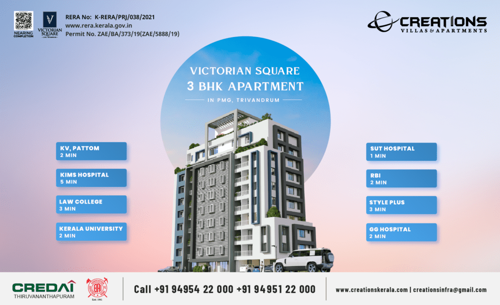 Discover a Luxurious Life at Victorian Square – 3 BHK Apartments in PMG, Trivandrum