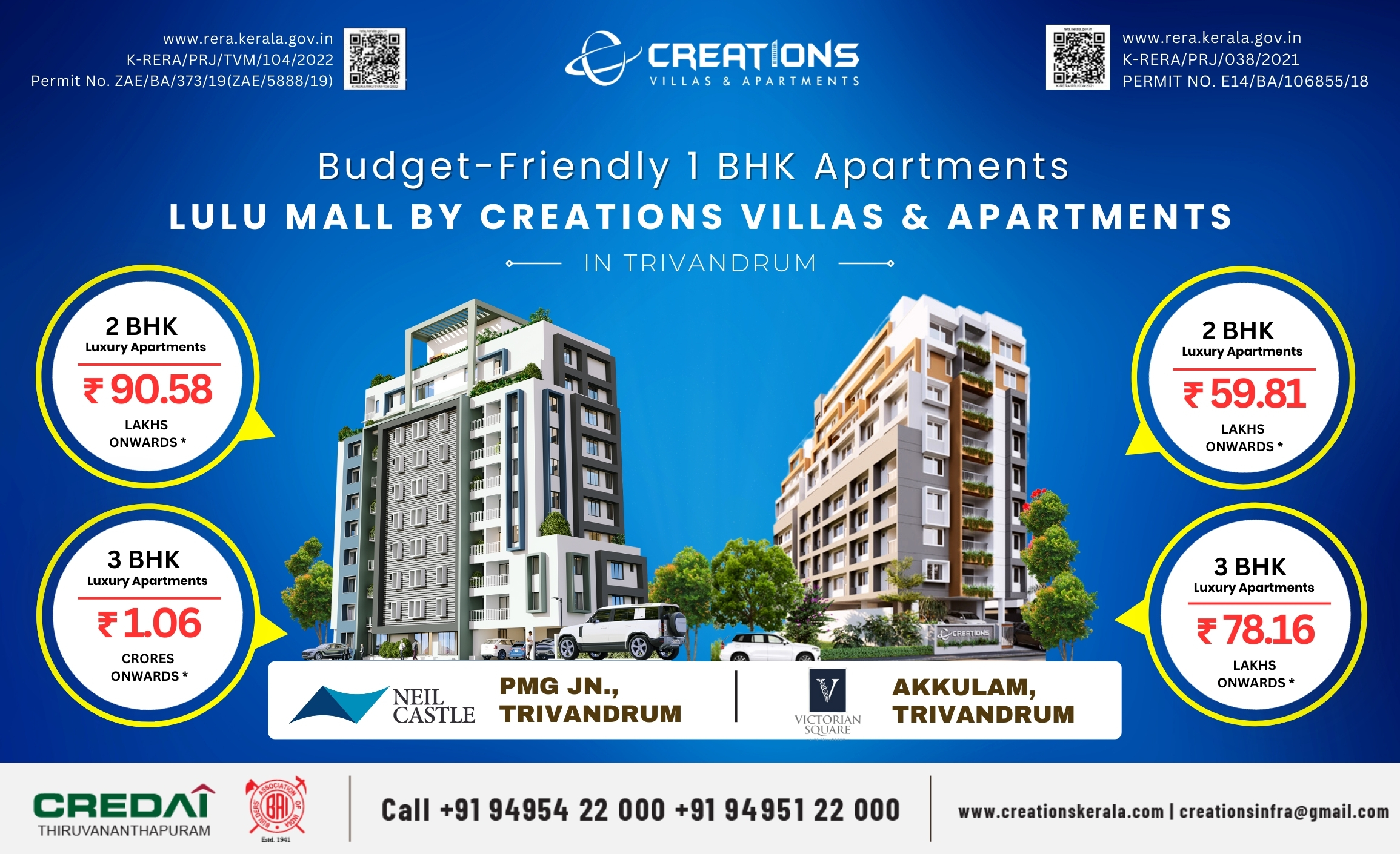 Budget-Friendly 1 BHK Apartments Near Lulu Mall by Creations Villas & Apartments