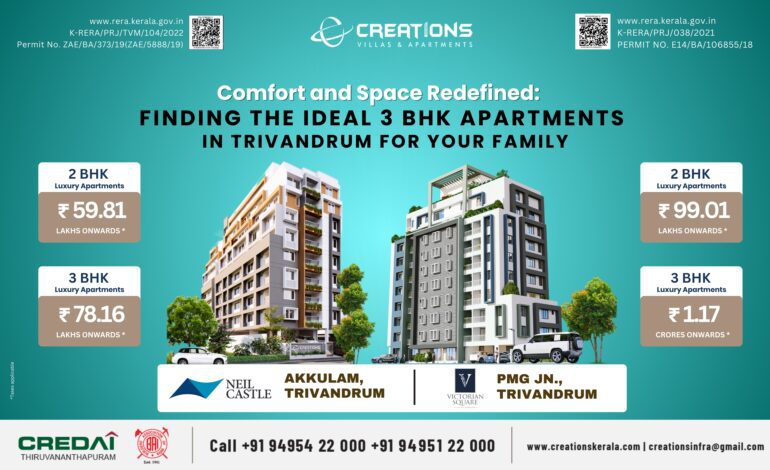 Comfort and Space Redefined: Finding the Ideal 3 BHK Apartments in Trivandrum for Your Family