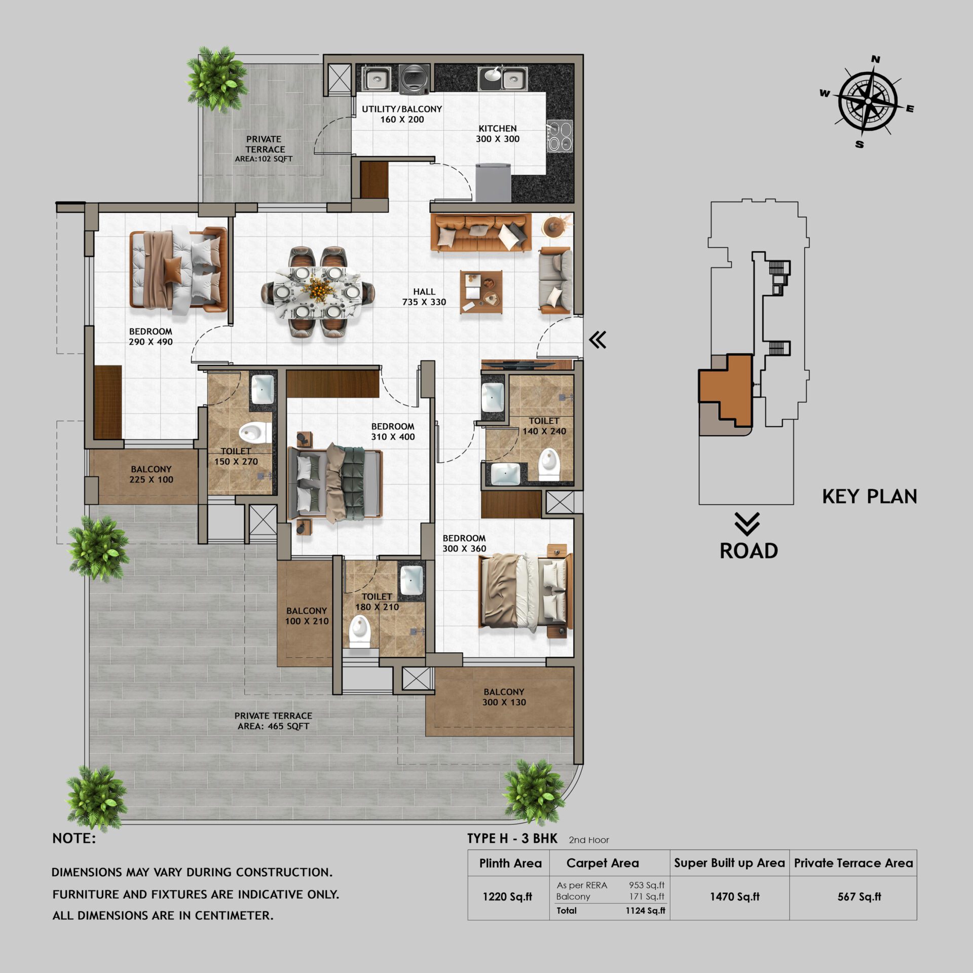 Creations Luxon Type H 3 BHK