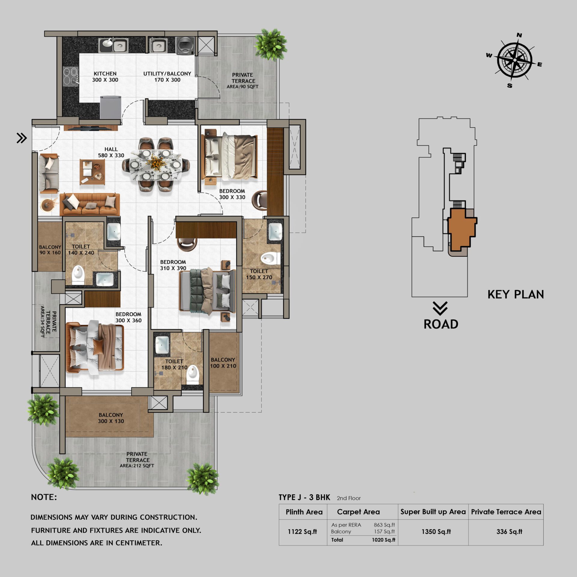 Creations Luxon Type J 3BHK