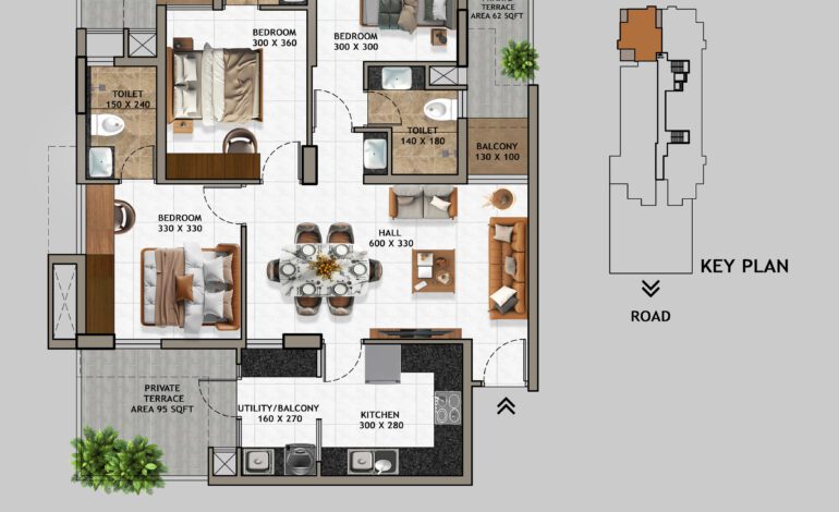 TYPE A – 3BHK 1043 (2nd flr) LXN