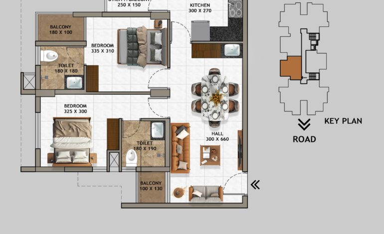 TYPE D – 2 BHK 790 (3-12 flr) LXN