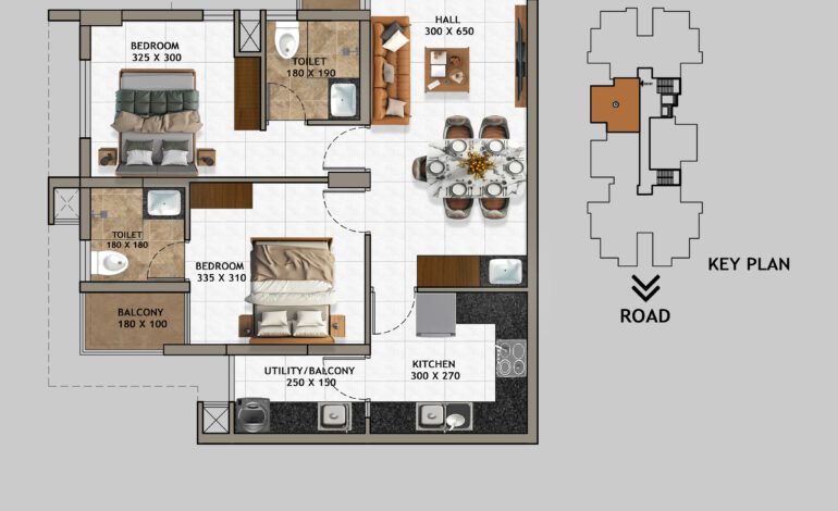 TYPE C – 2 BHK 790 (3-12 flr) LXN